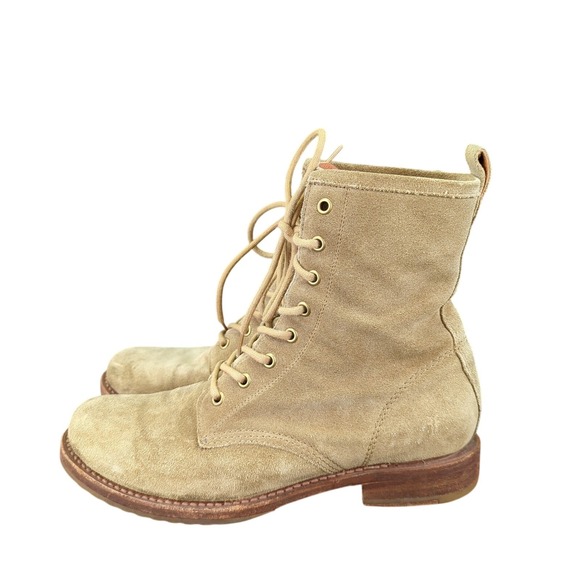 Frye Shoes - Frye Veronica Combat Boots Suede Lace-up Women's 9.5 B 3472273 Beige Military